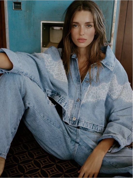 Zara Jackets & Blazers - Zara Z1975 SHORT LACE DENIM JACKET SET